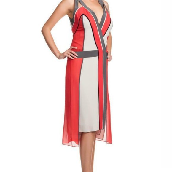 BCBG Max Azria Brenda Dress Chalk Grey Sleeveless - Picture 4 of 6